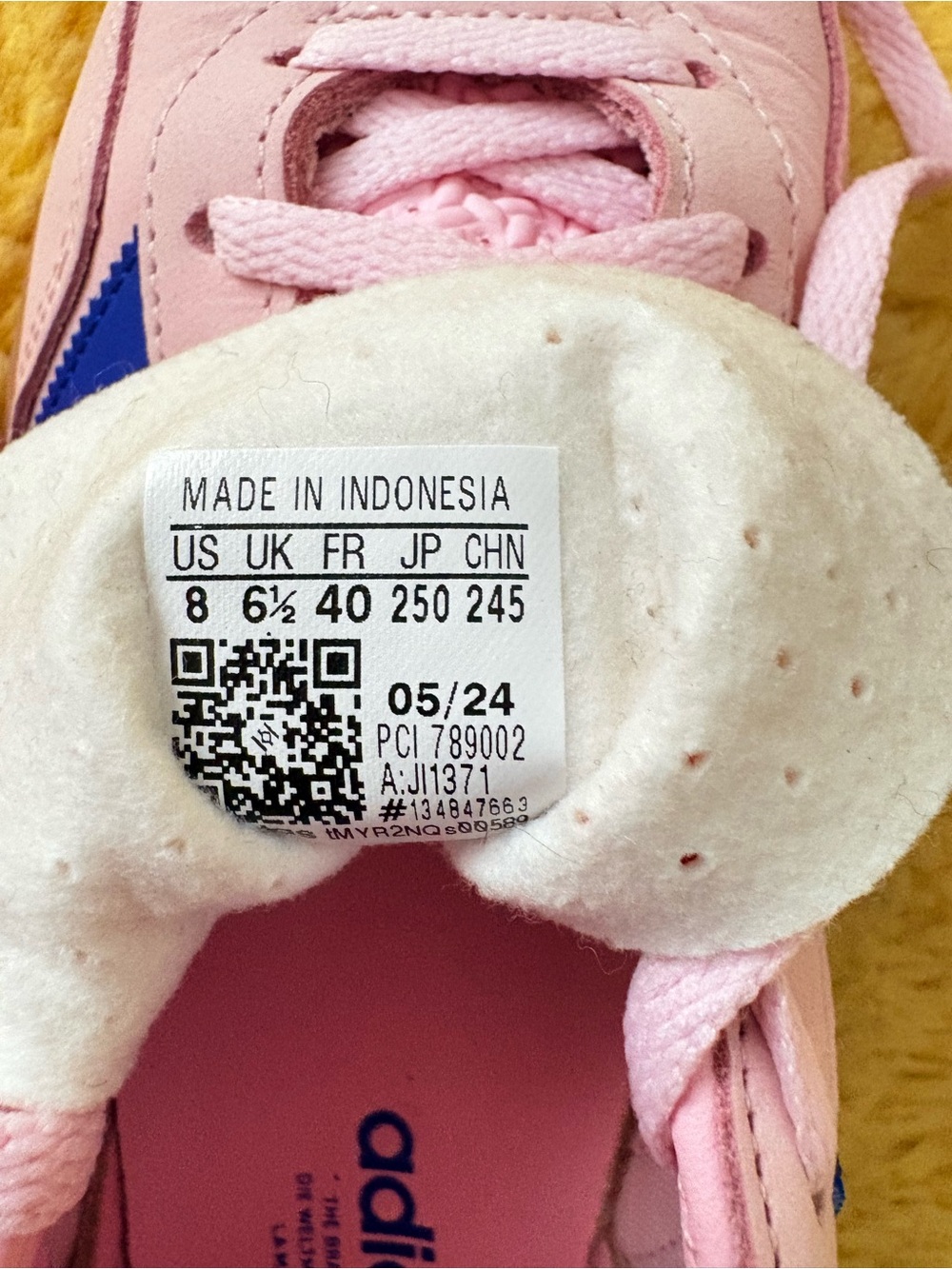 adidas  Samba Classic Sneakers - Pink with Blue Stripes - Picture 6 of 6